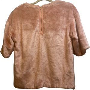 H&M Pink Faux Fur Fuzzy Warm Top Back Zip Closure Pink